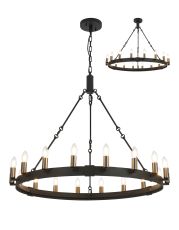 Stella 97cm Semi Flush/Pendant, 18 Light E14, Satin Black/Gun Metal (ITEM REQUIRES CONSTRUCTION)