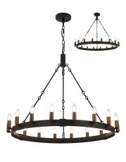 Stella 97cm Semi Flush/Pendant, 18 Light E14, Satin Black/Matt Bronze (ITEM REQUIRES CONSTRUCTION)