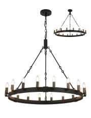 Stella 97cm Semi Flush/Pendant, 18 Light E14, Satin Black/Pewter (ITEM REQUIRES CONSTRUCTION)