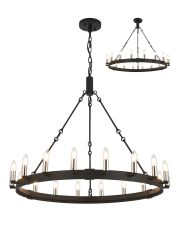 Stella 97cm Semi Flush/Pendant, 18 Light E14, Satin Black/Polished Nickel (ITEM REQUIRES CONSTRUCTION)