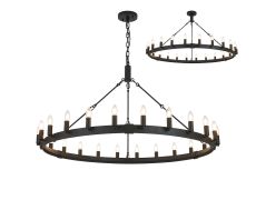 Stella 1.3m Semi Flush/Pendant, 24 Light E14, Satin Black (ITEM REQUIRES CONSTRUCTION)