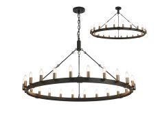 Stella 1.3m Semi Flush/Pendant, 24 Light E14, Satin Black/Gun Metal (ITEM REQUIRES CONSTRUCTION)