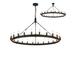 Stella 1.3m Semi Flush/Pendant, 24 Light E14, Satin Black/Matt Bronze (ITEM REQUIRES CONSTRUCTION)