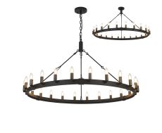 Stella 1.3m Semi Flush/Pendant, 24 Light E14, Satin Black/Pewter (ITEM REQUIRES CONSTRUCTION)