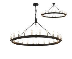 Stella 1.3m Semi Flush/Pendant, 24 Light E14, Satin Black/Polished Nickel (ITEM REQUIRES CONSTRUCTION)