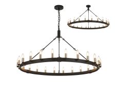 Stella 1.3m Semi Flush/Pendant, 24 Light E14, Satin Black/Satin Nickel (ITEM REQUIRES CONSTRUCTION)