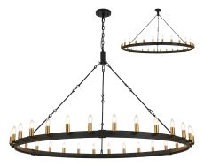 Stella 1.6m Semi Flush/Pendant, 30 Light E14, Satin Black/Brass (ITEM REQUIRES CONSTRUCTION)