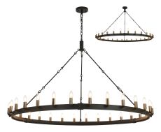 Stella 1.6m Semi Flush/Pendant, 30 Light E14, Satin Black/Gun Metal (ITEM REQUIRES CONSTRUCTION)