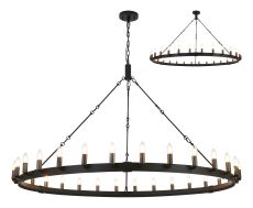 Stella 1.6m Semi Flush/Pendant, 30 Light E14, Satin Black/Pewter (ITEM REQUIRES CONSTRUCTION)