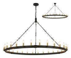 Stella 1.6m Semi Flush/Pendant, 30 Light E14, Satin Black/Satin Gold (ITEM REQUIRES CONSTRUCTION)