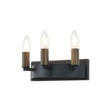 Stella Wall Lamp, 3 Light E14, Satin Black/Matt Bronze