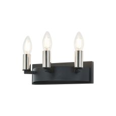 Stella Wall Lamp, 3 Light E14, Satin Black/Polished Nickel