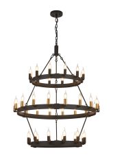 Stella 3 Tier 66cm+97cm Pendant, 12+18+12 Light E14, Satin Black/Brass, (ITEM REQUIRES CONSTRUCTION/CONNECTION) Item Weight: 19kg