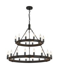 Stella 2 Tier 66cm+97cm Pendant, 12+18 Light E14, Satin Black/Pewter, (ITEM REQUIRES CONSTRUCTION/CONNECTION)
