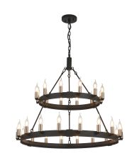 Stella 2 Tier 66cm+97cm Pendant, 12+18 Light E14, Satin Black/Satin Nickel, (ITEM REQUIRES CONSTRUCTION/CONNECTION)