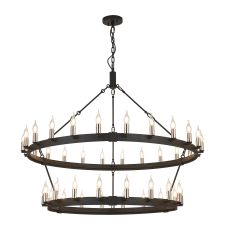 Stella 2 Tier 1.3m+97cm Pendant, 24+18 Light E14, Satin Black/Polished Nickel, (ITEM REQUIRES CONSTRUCTION/CONNECTION) Item Weight: 17kg