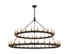Stella 2 Tier 1.3m+1.6m Pendant, 24+30 Light E14, Satin Black/Brass, (ITEM REQUIRES CONSTRUCTION/CONNECTION) Item Weight: 22kg