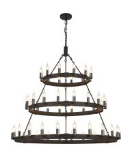 Stella 3 Tier 66cm+97cm+1.3m Pendant, 12+18+24 Light E14, Satin Black/Gun Metal, (ITEM REQUIRES CONSTRUCTION/CONNECTION) Item Weight: 23kg
