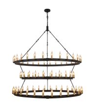 Stella 3 Tier 1.6m+1.3m+1.6m Pendant, 30+24+30 Light E14, Satin Black/Satin Gold, (ITEM REQUIRES CONSTRUCTION/CONNECTION) Item Weight: 35kg