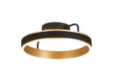 Chiara 40cm Round Ceiling, 36W LED, Remote Control Tuneable White 3000-6000K, 2200lm Black Faux Leather/Brushed Gold, 3yrs Wrnty