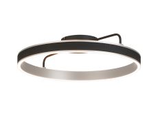 Chiara 60cm Round Ceiling, 45W LED, Remote Control Tuneable White 3000-6000K, 3000lm, Black Faux Leather/Brushed Antique Silver, 3yrs Wrnty