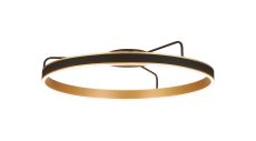 Chiara 80cm Round Ceiling, 70W LED, Remote Control Tuneable White 3000-6000K, 4200lm Black Faux Leather/Brushed Gold, 3yrs Wrnty
