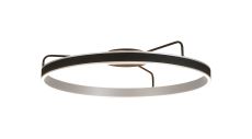 Chiara 80cm Round Ceiling, 70W LED, Remote Control Tuneable White 3000-6000K, 4200lm Black Faux Leather/Brushed Antique Silver, 3yrs Wrnty
