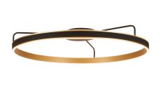 Chiara 1m Round Ceiling, 90W LED, Remote Control Tuneable White 3000-6000K, 4500lm Black Faux Leather/Brushed Gold, 3yrs Wrnty