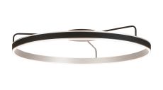 Chiara 1m Round Ceiling, 90W LED, Remote Control Tuneable White 3000-6000K, 4500lm Black Faux Leather/Brushed Antique Silver, 3yrs Wrnty