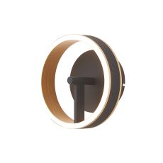 Chiara Wall Light, 18W LED, Remote Control Tuneable White 3000-6000K, 1100lm Black Faux Leather/Brushed Gold, 3yrs Wrnty