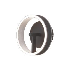 Chiara Wall Light, 18W LED, Remote Control Tuneable White 3000-6000K, 1100lm Black Faux Leather/Brushed Antique Silver, 3yrs Wrnty