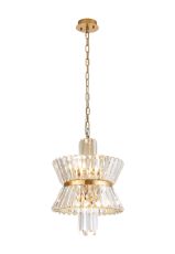 Vienna 35cm Round Pendant, 4 x E14, Brass/Clear