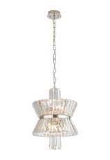 Vienna 35cm Round Pendant, 4 x E14, Polished Nickel/Clear