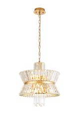 Vienna 44cm Round Pendant, 8 x E14, Brass/Clear