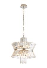 Vienna 44cm Round Pendant, 8 x E14, Polished Nickel/Clear