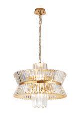 Vienna 57cm Round Pendant, 12 x E14, Brass/Clear
