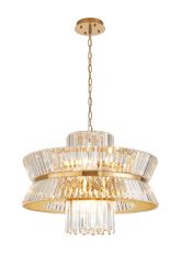 Vienna 70cm Round Pendant, 18 x E14, Brass/Clear