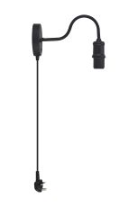 Velluto Switched Curved Wall Light With Plug (FRAME ONLY), 1 Light E27, Black