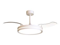 Villena M 49cm 30W LED Dimmable Ceiling Light With Built-In 28W DC Fan, 3000-5000K Remote Control, 4845lm, White, 5yrs Warranty