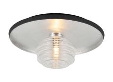 Ocaso 36cm Flush Ceiling/Wall Light, 1 Light G9, Gold Leaf/Coffee/Clear Rippled Glass Shade