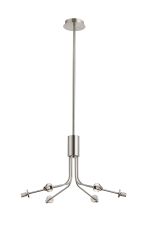 Templo Fixed Multi Height Pendant (FRAME ONLY), Height Adjustable, 6 Light G9, Satin Nickel
