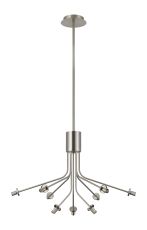 Templo Fixed Multi Height Pendant (FRAME ONLY), Height Adjustable, 6 + 3 Light G9, Satin Nickel