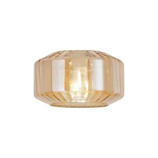 Zenth 30x16.5cm Amber Plated Chamfered Round Rippled Glass (Z), Shade