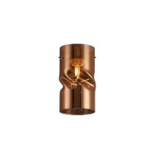 Zenth 12x22cm Twisted Cylinder Copper Glass (AA), Shade c/w Polished Chrome 3 Rod Suspension Plate