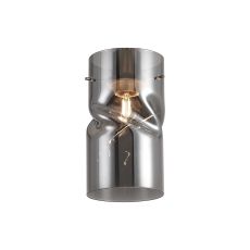 Zenth 12x22cm Twisted Cylinder Smoke Plated Glass (AA), Shade c/w Polished Chrome 3 Rod Suspension Plate