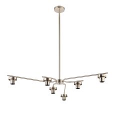 Zenth 108cm Satin Nickel 6 Light E27 Fixed 3 Arm Pendant (FRAME ONLY)