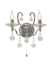 Zinta Wall Lamp Switched 2 Light E14 Switched Polished Chrome/Crystal