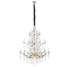 Zinta 100cm Pendant 3 Tier 22 Light E14 French Gold/Crystal, (ITEM REQUIRES CONSTRUCTION/CONNECTION) Item Weight: 26.4kg