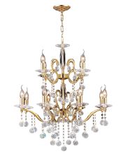 Zinta 75cm Pendant 2 Tier 12 Light E14 French Gold/Crystal, (ITEM REQUIRES CONSTRUCTION/CONNECTION) Item Weight: 15.0kg