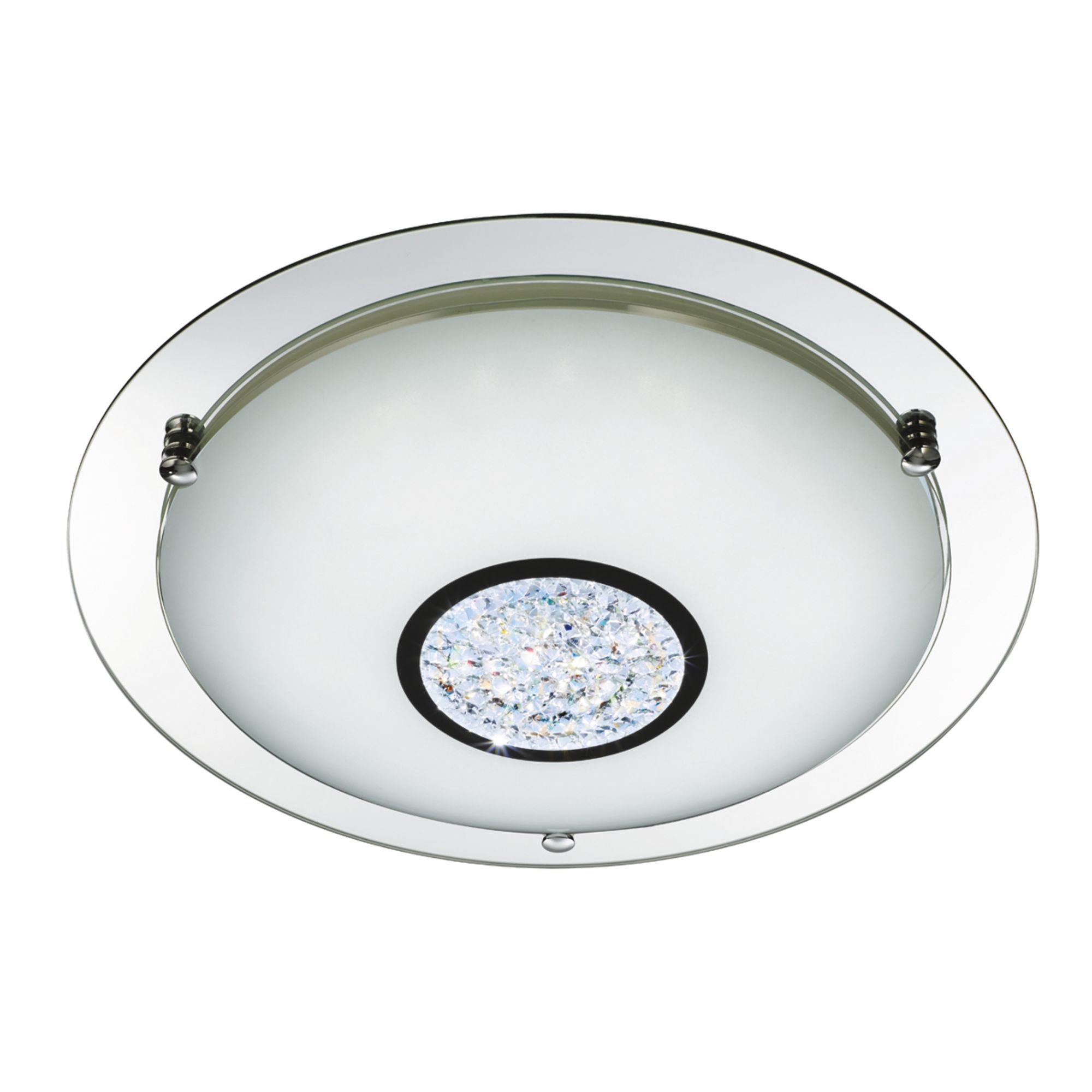 Searchlight LED Semi Flush Bathroom Ceiling Light Chrome Crystal IP44-4404-4CC 